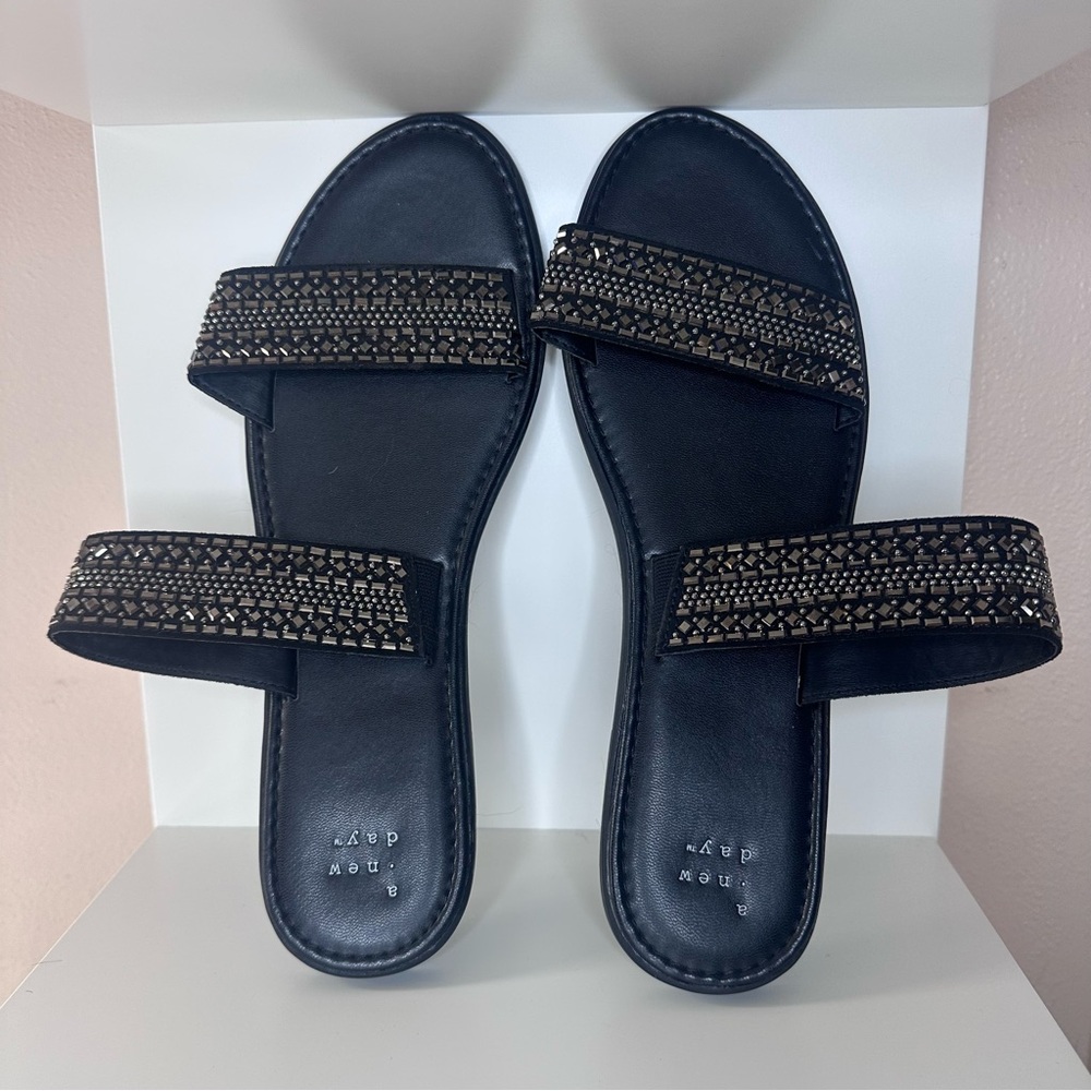 A New Day Black Embellished Women's Sandals